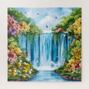 Aquarell-Wasserfall Puzzle
