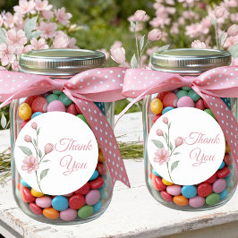 Aquarell-Wasserfarbe Pink Sage Hochzeit Danke Runder Aufkleber