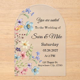 Aquarell-Wasserfarben-Hochzeitseinladung mit Wildb Acryleinladungen