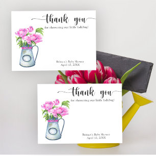 Aquarell-Wasserkrug mit Blumen, danke Baby Shower