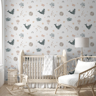 Aquarell-Wassermann-Sternzeichen-Kinderzimmer Tapete