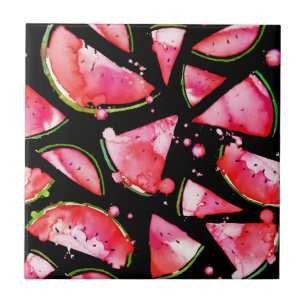 Aquarell Wassermelone 2 Fliese