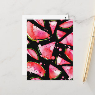 Aquarell Wassermelone 2 Postkarte