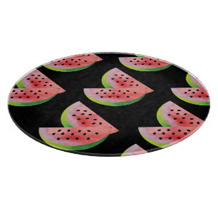 Aquarell Wassermelone Paar Sommer Schwarzes Muster Schneidebrett