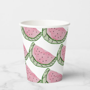 Aquarell-Wassermelonen-Doodle gemaltes Muster Pappbecher