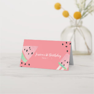 Aquarell-Wassermelonen-Geburtstags-Samen-Eiscreme- Platzkarte