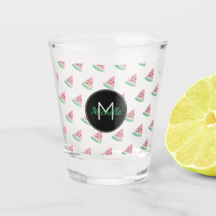 Aquarell-Wassermelonen-Monogramm individuell perso Schnapsglas