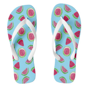 Aquarell-Wassermelonen-Muster rot grün blau Flip Flops