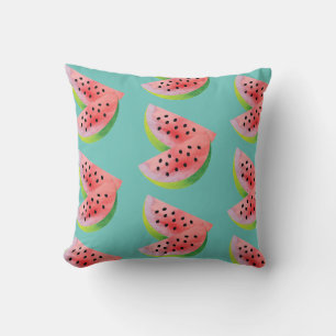 Aquarell-Wassermelonen-Paar Sommer Teal Kissen