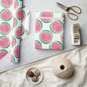 Aquarell-Wassermelonenmuster in Rosa und Grün Geschenkpapier