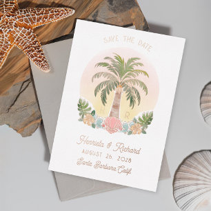Aquarell-Wasserzeichen-Save-the-Date mit Palme bei Folieneinladung