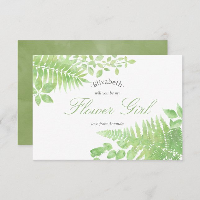 Aquarell Wedding Sei mein Blumenmädchen Einladung (Vorne/Hinten)
