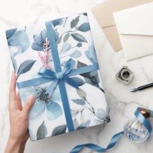 Aquarell-Weichblau-Blume-Weiß-Blumenmuster