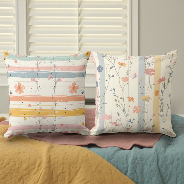 Aquarell-Weiche Farben Blumen Doppelseitig Kissen (Von Creator hochgeladen)