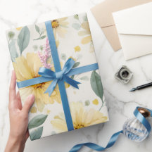 Aquarell-Weiche Gelbe Daisy Weiße Blumige Muster