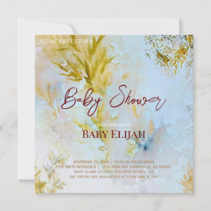 Aquarell weiche himmlische Blätter Baby Shower Einladung