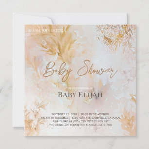 Aquarell-Weiche-Pastell-Laub-Baby-Party Einladung