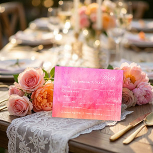 Aquarell-Weichrosa und Orange Hochzeit RSVP  Karte