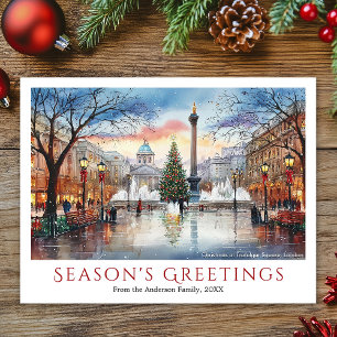 Aquarell-Weihnachten am Trafalgar Square London Feiertagspostkarte