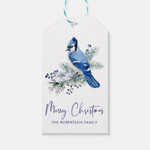 Aquarell-Weihnachten Blauhäher-Winterfeiertag Geschenkanhänger
