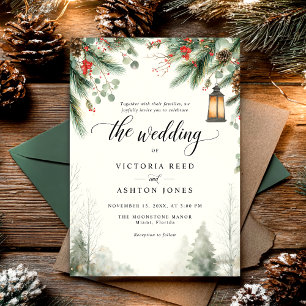 Aquarell-Weihnachten Winterhochzeit Einladung