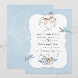 Aquarell-Weihnachten Winterurlaub Geburtstag Einladung