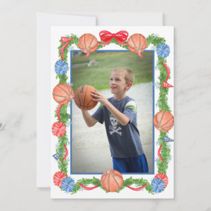 Aquarell-Weihnachts-Basketball-Girlande Foto Feiertagskarte