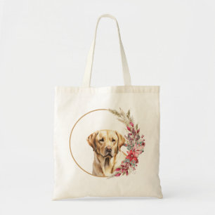 Aquarell-Weihnachts-Blumen-Hund-Design Tragetasche