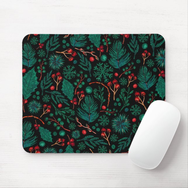Aquarell-Weihnachts-Blumenmuster | Mauspad (Mit Mouse)