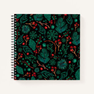 Aquarell-Weihnachts-Blumenmuster Notizbuch