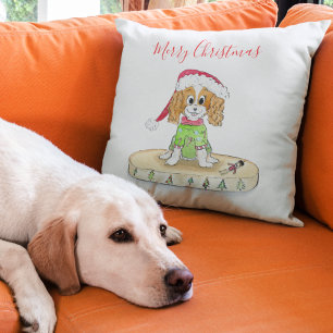 Aquarell Weihnachts Cavalier King Charles Spaniel Kissen