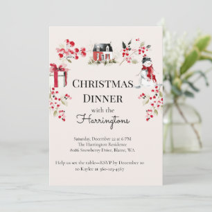 Aquarell-Weihnachts-Dinner-Einladung Feiertagskarte