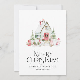 Aquarell-Weihnachts-Feiertags-Umzugsankündigung Feiertagskarte