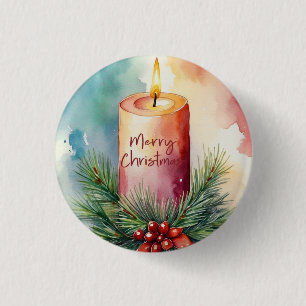 Aquarell-Weihnachts-Festkerzen-Illustration  Button