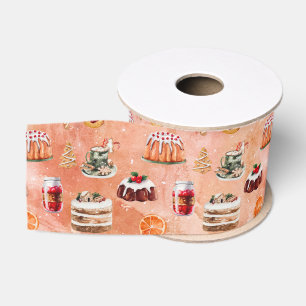 Aquarell-Weihnachts-Festtags-Leckereien-Backen Ripsband