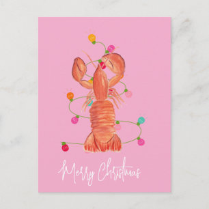 Aquarell-Weihnachts-Hummer-KrebsTier   Postkarte