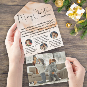 Aquarell-Weihnachts-Jahresrückblick-Familien-Newsl All In One Einladung