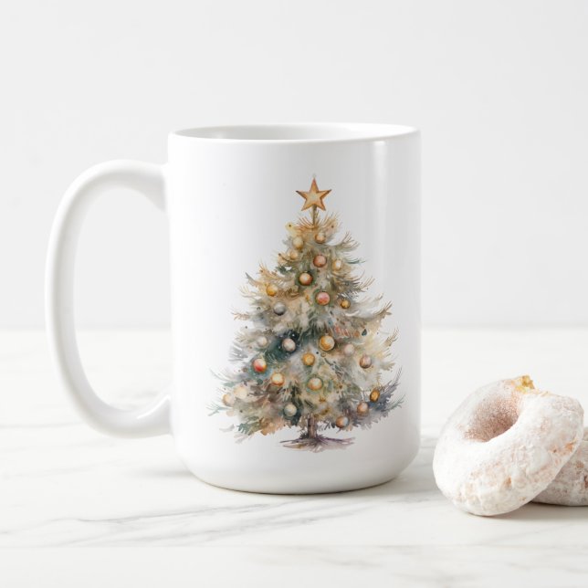 Aquarell-Weihnachts-Kaffeetasse Kaffeetasse (Mit Donut)