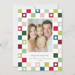 Aquarell-Weihnachts-Karo-Sterne-Design Feiertagskarte