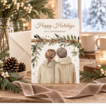 Aquarell-Weihnachts-Paar-Feiertagskarte