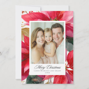 Aquarell-Weihnachts-Poinsettien-Design Feiertagskarte