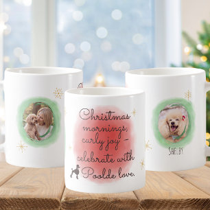 Aquarell-Weihnachts-Pudel – Personalisiertes Ferie Kaffeetasse