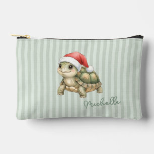 Aquarell-Weihnachts-Schildkröte-Santa-Hut Zubehörtasche