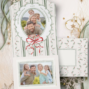 Aquarell-Weihnachts-Schleife-Botanische-Familien-F All In One Einladung