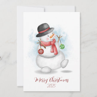 Aquarell-Weihnachts-Schneemann-Grußkarte Einladung