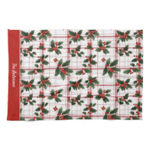Aquarell-Weihnachts-Stechpalmen-Beeren-Karo-Famili