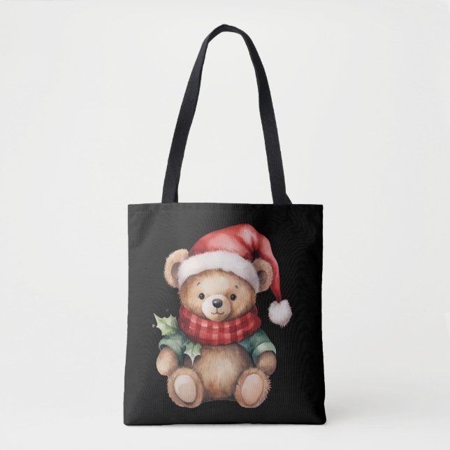 Aquarell-Weihnachts-Teddybär (Vorderseite)
