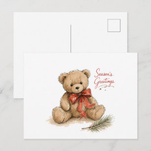 Aquarell-Weihnachts-Teddybär Postkarte
