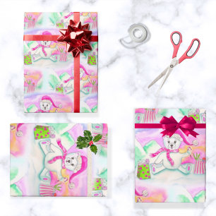 Aquarell-Weihnachtsbaby-Eisbär Geschenkpapier
