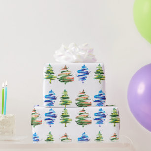 Aquarell-Weihnachtsbaum Farbige Abstrakte Kunst Geschenkpapier
